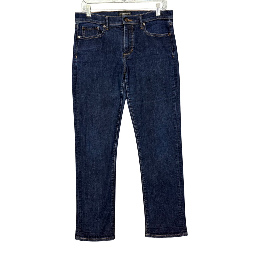 Banana Republic Jeans Womens Blue Dark Wash Girlfriend‎ Straight Premium Denim